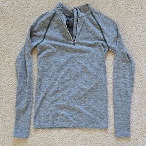 Gray Quarter-Zip Long Sleeve Top